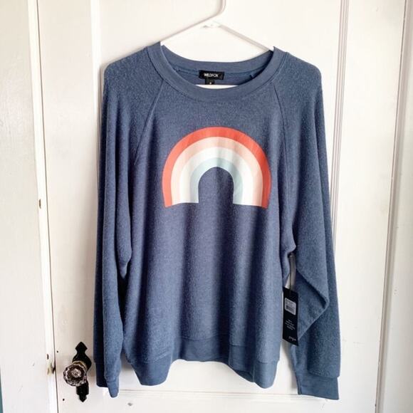 WILDFOX Freedom Rainbow Summer Graphic Sweatshirt Pullover Top NWT Size Medium - Picture 1 of 7